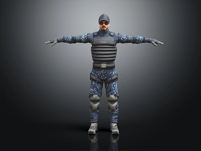 Tactical Soldier In Camouflage Gear Standing With Alert Military Dog Companion 3d model