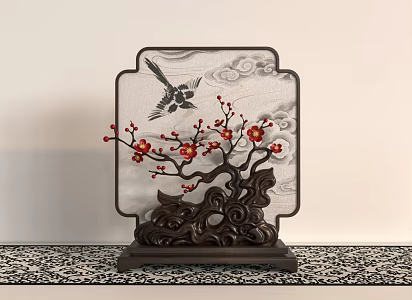 Plum Blossom Root Carving Ornaments 3d model