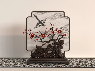 Plum Blossom Root Carving Ornaments 3d model