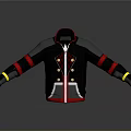 Stylish Multicolor Jacket With Black Gray Red Yellow Details Zipper And Buttons