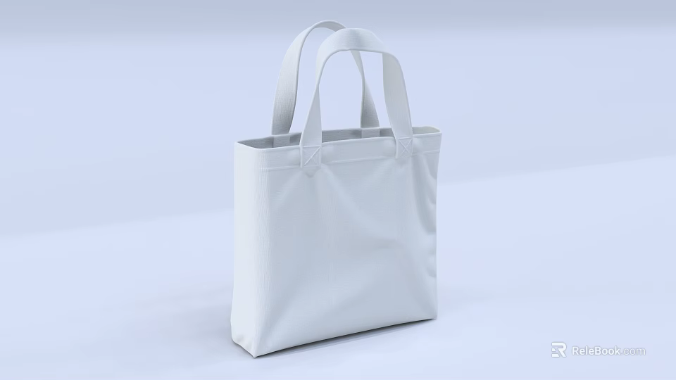 White Canvas Tote Bag With Double Handles Simple Design For Everyday Use 3d model