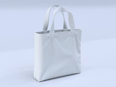 White Canvas Tote Bag With Double Handles Simple Design For Everyday Use 3d model