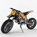 Orange Building Blocks Motorcycle With Number Six And Mechanical Details