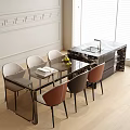 Modern Glass Top Dining Table And Chairs Set With Mixed Color Seats Near Window