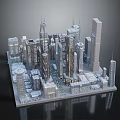 Detailed Modern City Architecture Model Featuring Tall Skyscrapers And Urban Buildings
