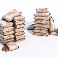 Multiple Stacks of Burlap Sandbags for Home Storage Solutions