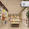 Organized Supermarket Department Store Interior With Shelves Product Displays And Fresh Produce Section