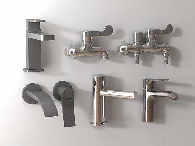 Different Styles of Modern Chrome Faucets for Kitchen and Bathroom Applications 3d model