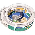 Modern Circular Playground Equipment With Spiral Slide Sandpit And Safety Railings