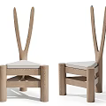 Wooden Leisure Chair With V Shaped Backrest And Padded Seat In Modern Design