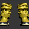 Yellow Boots With Gold Ruffled Upper And Gray Soles Stylish Design For Fashion