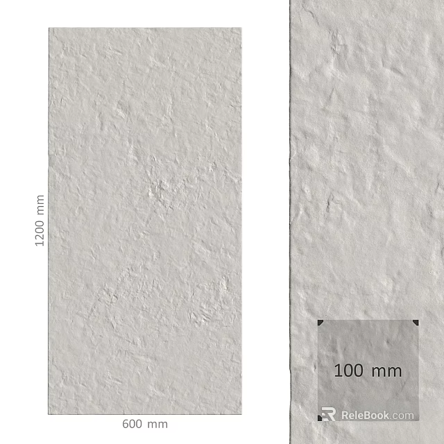 White Construction Component With Rough Surface Texture And 1000 mm Length 100 mm Width 3d model