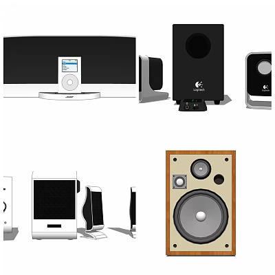 Headphones and Speakers in Various Styles with Modern Design and High Sound Quality 3d model