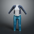 Layered Dark Blue Cardigan White Shirt And Blue Jeans Casual Outfit
