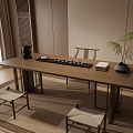 New Chinese Zen Tea Room Tea Table Meeting Room 3d model