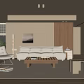 Modern Living Room Interior With Neutral Tones White Sofa And Wooden Coffee Table