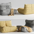 Gray and Yellow Bean Bag Chairs with Soft Blanket for Comfortable Seating
