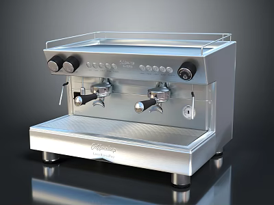 Modern Stainless Steel Coffee Machine With Control Panel And Knobs As Home Kitchen Appliance 3d model