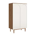 Modern Storage Cabinet With White Double Doors Wooden Side Panels And Legs