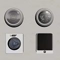 Modern White Washing Machines With Round And Square Designs And Control Panels