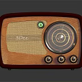 Vintage Wooden Radio Speaker Featuring Classic Dial Green Indicator And Control Knobs 3d model