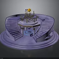 Spiral Staircase Design For Circular Structure With Central Decorative Fixture And Steps