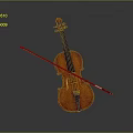 Traditional Brown Violin With Wooden Bow And Classical Musical Instrument Design