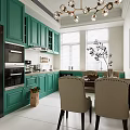 Elegant Classic American Style Living And Dining Room Interior With Wall Artworks And Comfortable Sofas