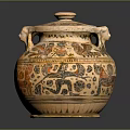 Traditional Carved Clay Jar With Intricate Animal Patterns And Decorative Sculptures