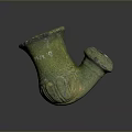 Ancient Green Hand Carved Sculpture With Glossy Texture And Curved Design Details