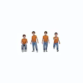 Different Poses of Young Boy Wearing Orange T-Shirt and Blue Jeans