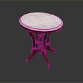 Elegant Round White Marble Top Dining Table With Carved Wooden Legs Design