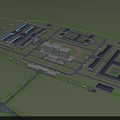 Aerial View of Campus Layout with Multiple Buildings and Sports Fields