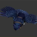 Blue Owl With Spread Wings Clutching Small White Ghost On Dark Background