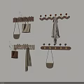 Wooden Wall Mounted Hook Racks With Round Knobs For Hanging Bags And Scarves