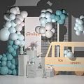 Pastel Balloon Decorated Party Setup With Ice Cream Truck And Carrier Backdrop