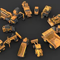 Yellow Utility Vehicles For Construction Including Excavators Trucks Loaders And Dumpers