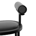 Modern Leisure Chairs with Cylindrical Backrest and Round Seats in Black and Light Wood