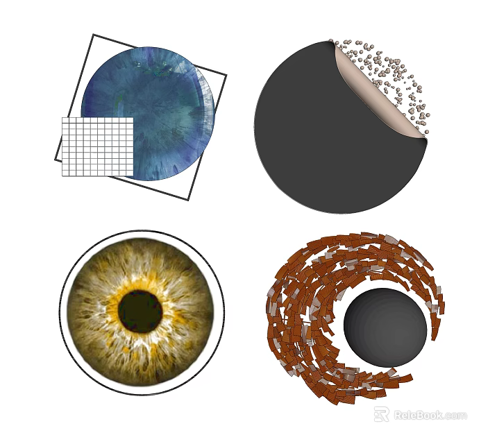 Geometric Circular Wall Decor With Iris Pattern Chain And Grid Design 3d model