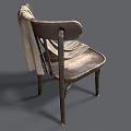 Vintage Wooden Leisure Chair With Beige Cloth Draped And Natural Wood Texture