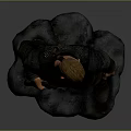 Game Movie Character Medieval Armored Warrior With Long Hair Beard Holding Sword On Stone Base
