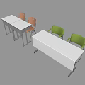 Modern White Conference Table With Green Brown Chairs And Modular Design