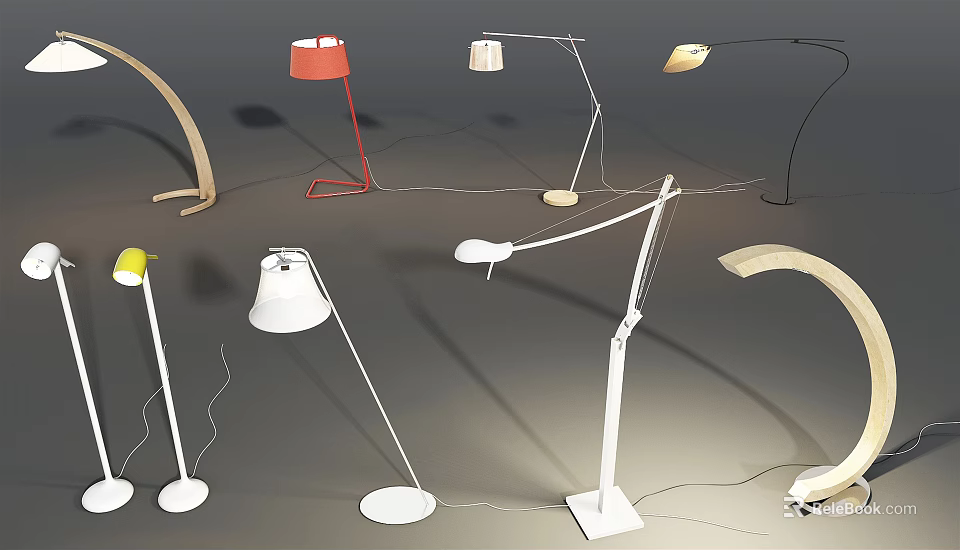 Modern Table Lamps With Various Designs Adjustable Arms And Stylish Bases 3d model