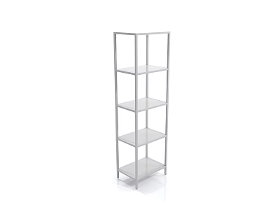 Modern Open Four tier Silver Metal Storage Shelf With Simple Design 3d model