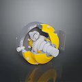 Mechanical Gear Component With Yellow Gray Housing Metal Mounting Plate And Internal Gear