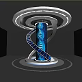 DNA Double Helix Spiral Structure With Blue Column And Circular Rings Design