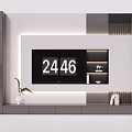 Modern TV Background Wall Design With TV Shelves Books Vase And Soft Lighting