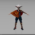Mythical Horned Character With Red Cape And Creature Inspired Fantasy Outfit
