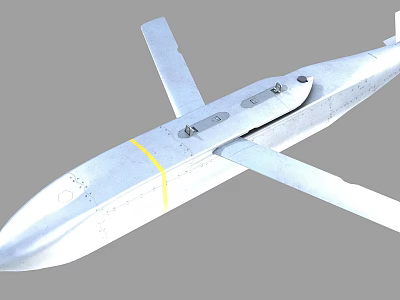 White Drone With Yellow Stripe And Long Wings Aerial Vehicle Model 3d model