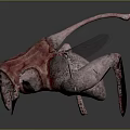 Red Insect Monster Game Movie Character With Multiple Limbs Wings Body Holes And Spiked Limbs